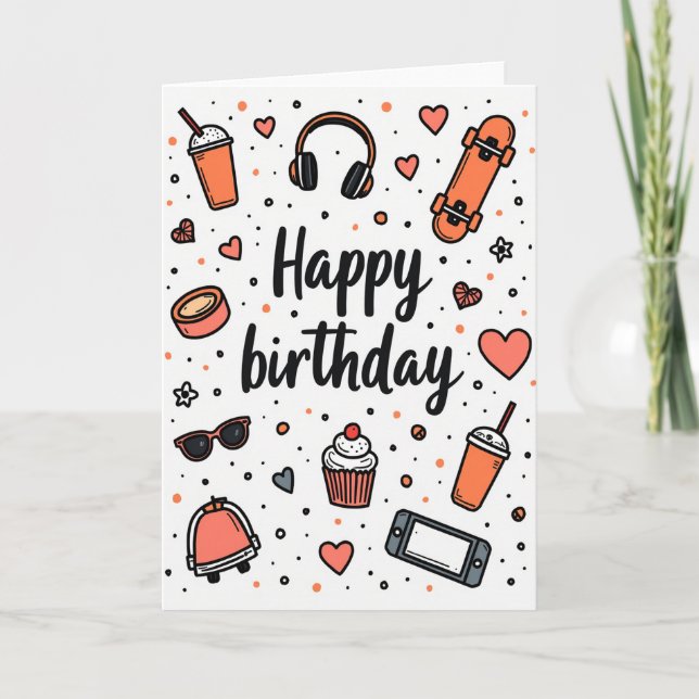 Joyous Graphic Birthday Card (Front)