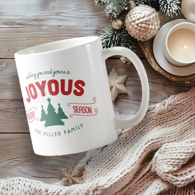 Joyous Holiday Season Fir Trees Red/Green ID580 Coffee Mug (Creator Uploaded)