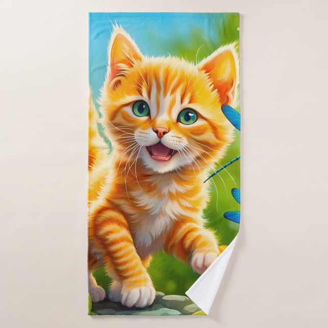 Joyous Kitten Bath Towel (Bath Towel)
