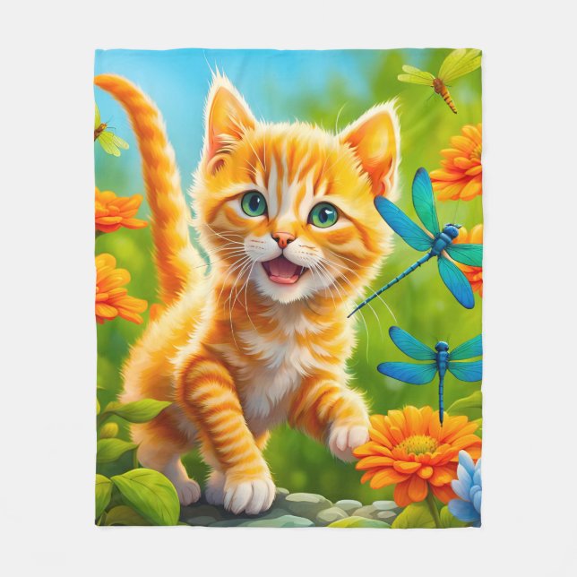 Joyous Kitten Fleece Blanket (Front)