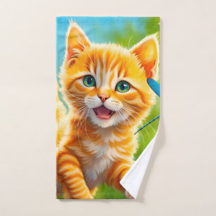 Joyous Kitten Hand Towel
