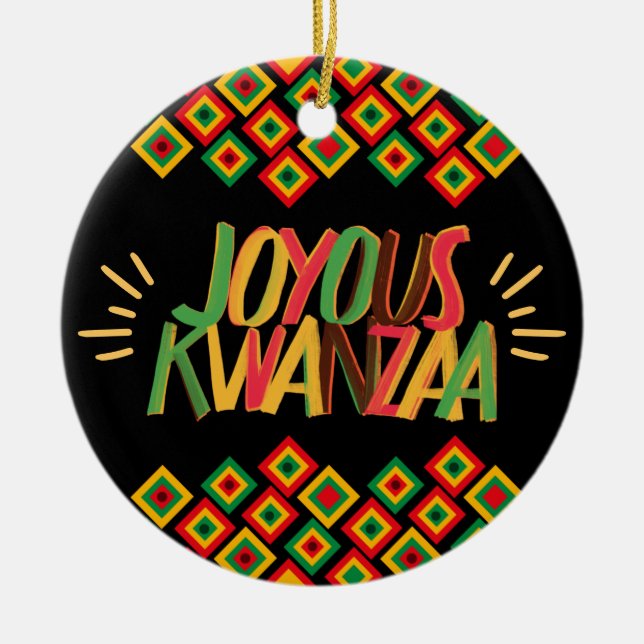 Joyous KWANZAA Ceramic Tree Decoration (Front)