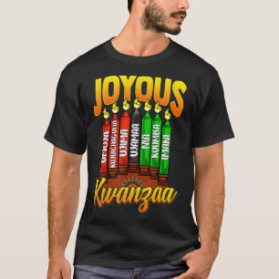 Joyous Kwanzaa Kinara Candles Ombre 7 Principles  T-Shirt