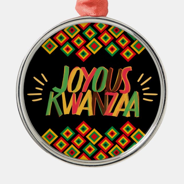 Joyous KWANZAA Metal Tree Decoration (Front)