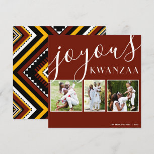Joyous Kwanzaa Photo 3 Collage Holiday Card