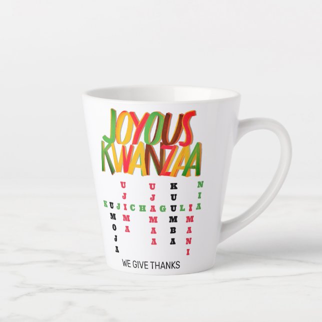 Joyous KWANZAA Principles Crossword Latte Mug (Right)