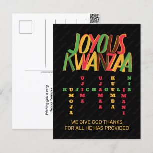 Joyous KWANZAA Principles Crossword Postcard