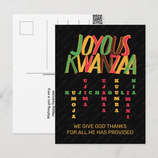 Joyous KWANZAA Principles Crossword Postcard (Front/Back)