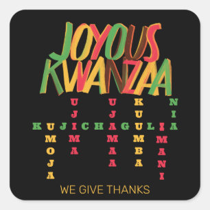 Joyous KWANZAA Principles Crossword Square Sticker