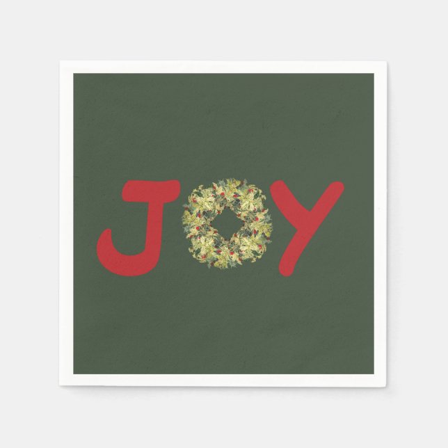Joyous Light Hearted Wreath Christmas Napkin (Front)