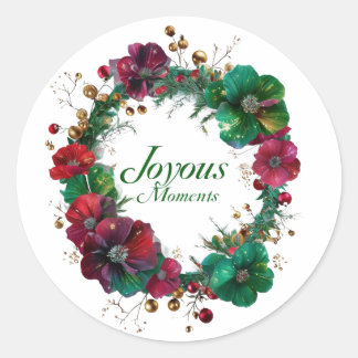 Joyous Moments Floral holiday Wreath Sticker