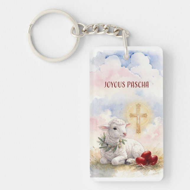 Joyous Pascha Lamb, Red Eggs and Cross Key Ring (Front)