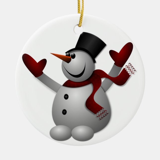 Joyous Snowman Ceramic Tree Decoration (Front)