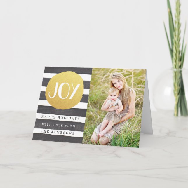 Joyous Stripes Holiday Photo Greeting Card (Front)