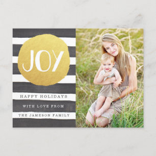 Joyous Stripes Holiday Photo Postcard