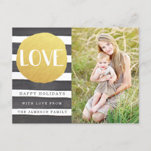 Joyous Stripes Holiday Photo Postcard / LOVE