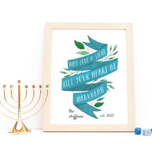 Joyous Tidings   Personalised Hanukkah Art Print