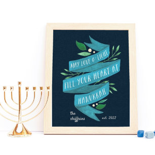 Joyous Tidings Personalized Hanukkah Poster
