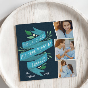 Joyous Tidings Square Hanukkah Photo Card