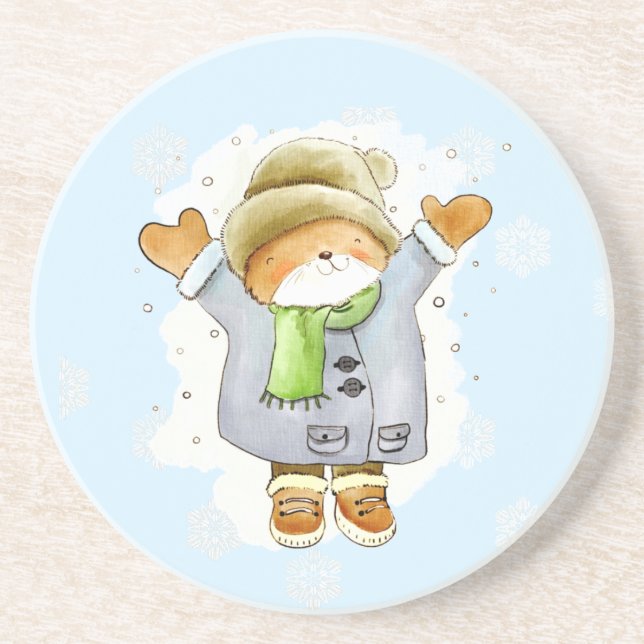 Joyous Winter Cat Coaster (Front)