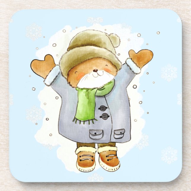 Joyous Winter Cat Coaster (Front)