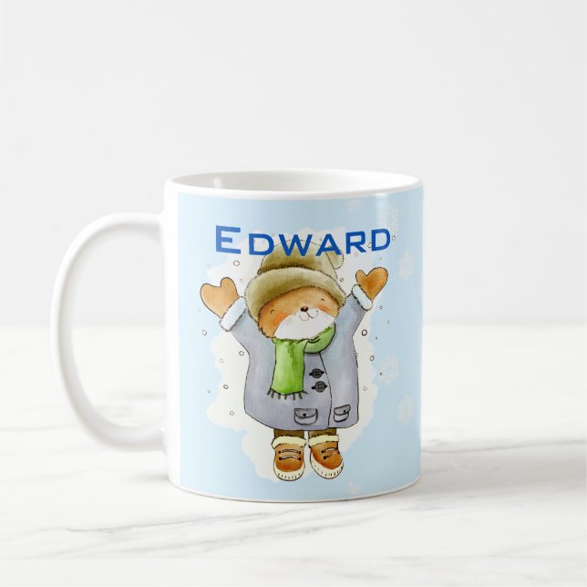 Joyous Winter Cat Coffee Mug (Left)
