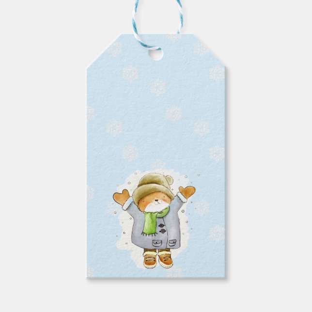 Joyous Winter Cat Gift Tags (Front)