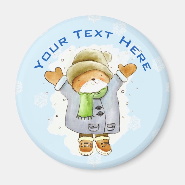 Joyous Winter Cat Magnet (Front)