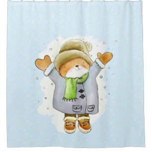 Joyous Winter Cat Shower Curtain