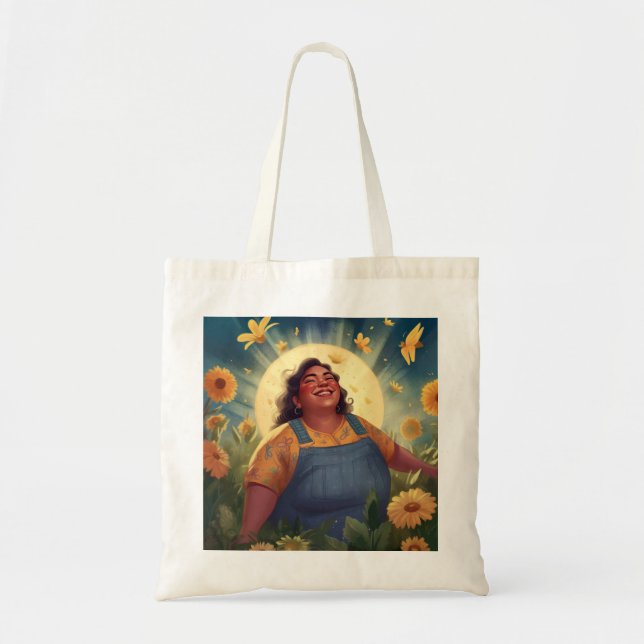 Joyous Woman Bathing in Garden Moonlight Tote (Front)