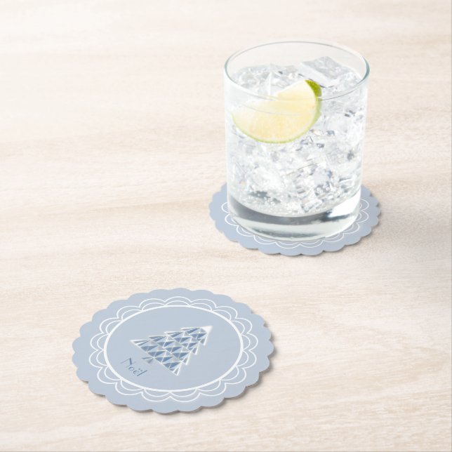 Joyoux Noel Blue Scalloped Paper Coaster (Insitu)