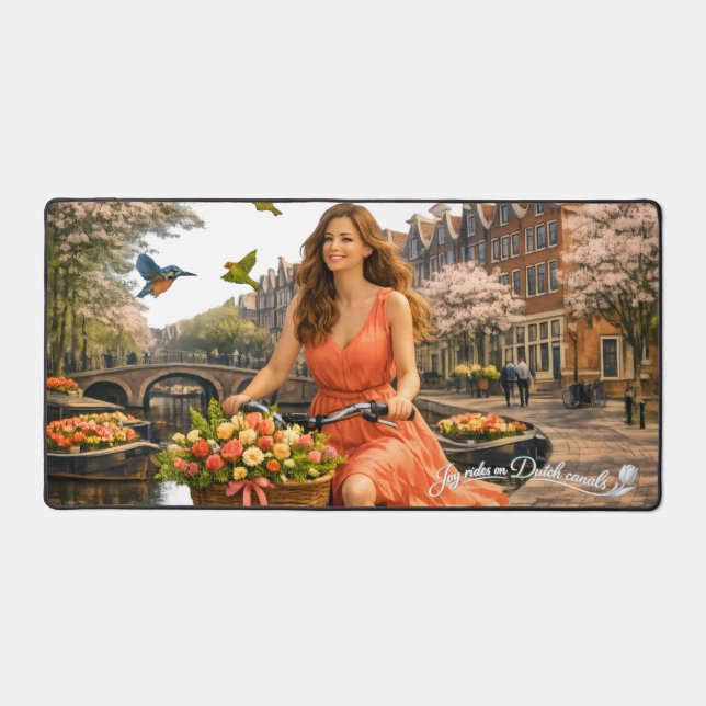Joyride on the Dutch canals Desk Mat (Front)
