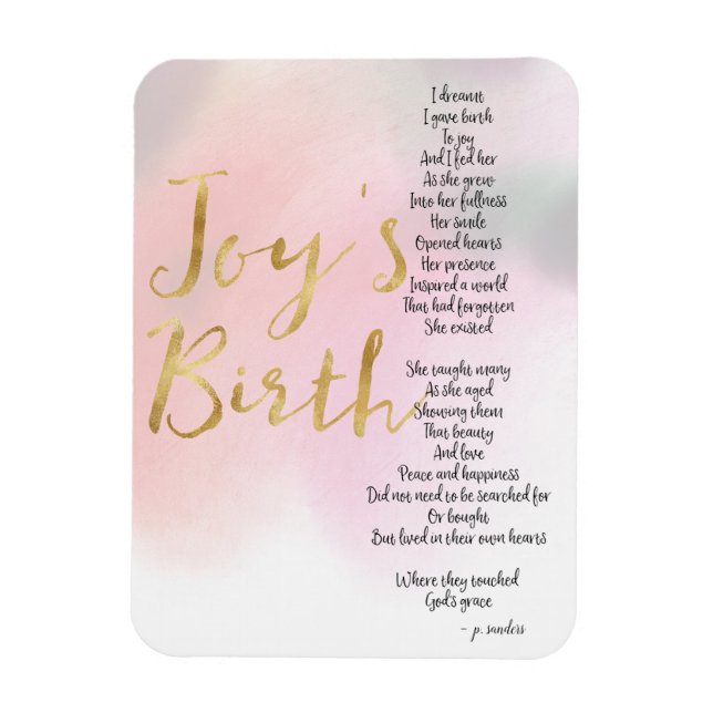 Joy's Birth Poem   Magnet (Vertical)