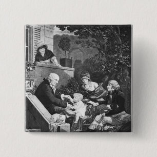 Joys of being a father, c.1797 15 cm square badge