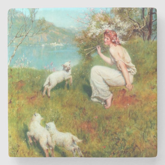 Joys of Spring (by John Collier) Stone Coaster (Front)