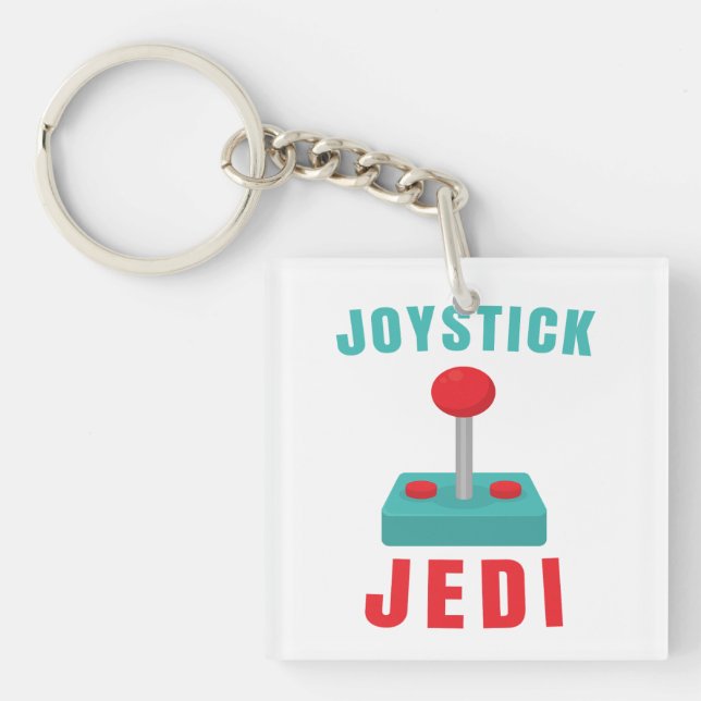 Joystick Jedi Funny Retro Gamer Dad Key Ring (Front)