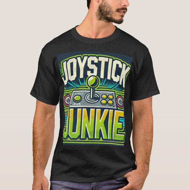 Joystick Junkie Retro Arcade Graphic T-Shirt (Front)