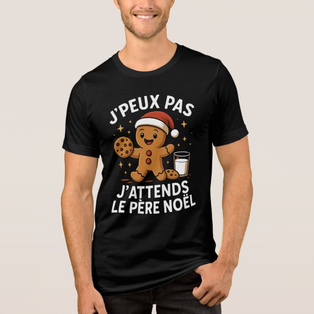 J'peux pas J'attends Le Père Noël Manchot Et Renne Tri-Blend Shirt (Front)