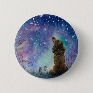 jPoodle dog looking to the starry sky inspiration 6 Cm Round Badge