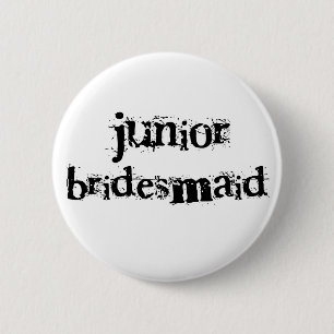 Jr. Bridesmaid Black Text 6 Cm Round Badge