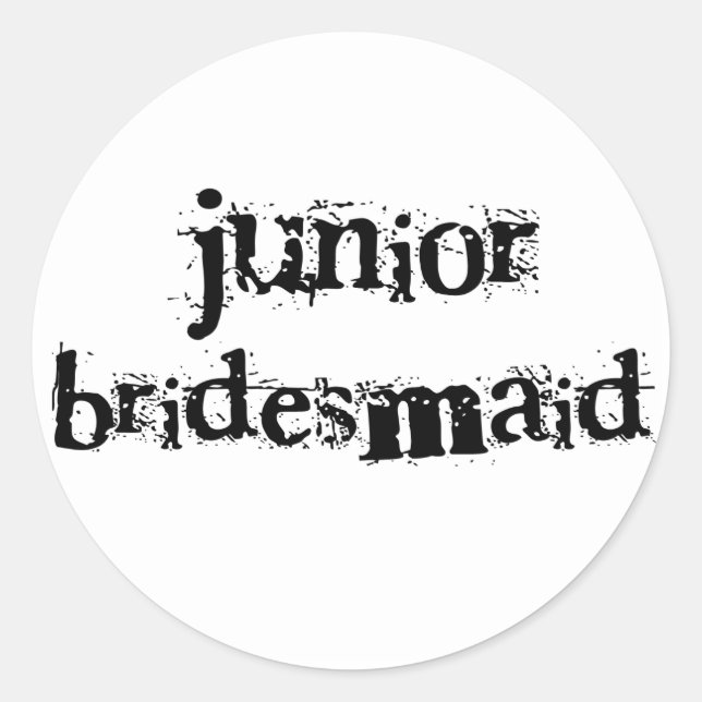 Jr. Bridesmaid Black Text Classic Round Sticker (Front)