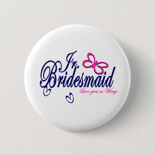 Jr. Bridesmaid/ Butterfly Theme 6 Cm Round Badge