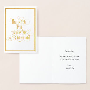Jr Bridesmaid Thank You Gold Foil Card