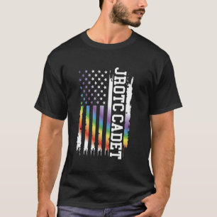 Jrotc Cadet United States Distressed Rainbow w US T-Shirt