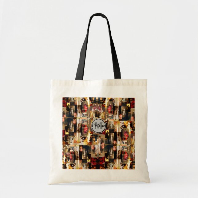  JS Sargent Famous Portraits Collage Monogram Tote Bag (Front)