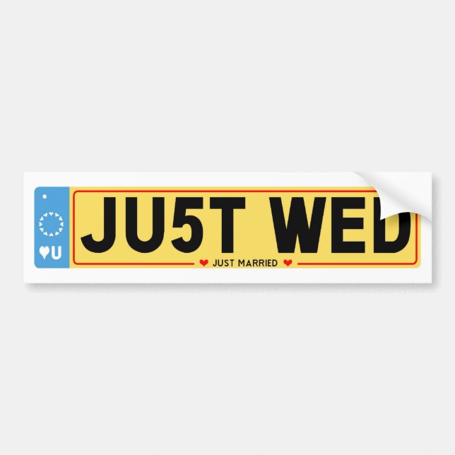 JU5T WED BUMPER STICKER (Front)