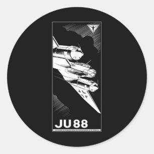 Ju 88 Ww2 German Plane Vintage 1941 Graphic Classic Round Sticker