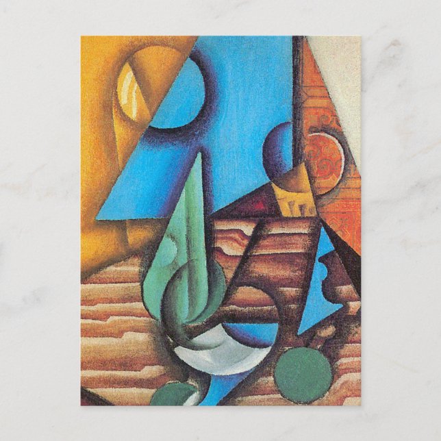Juan Gris - Bottle & Glass on a Table Abstract Art Postcard (Front)
