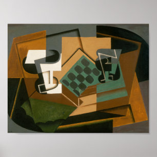Juan Gris - Chessboard, Glass, and Dish Poster