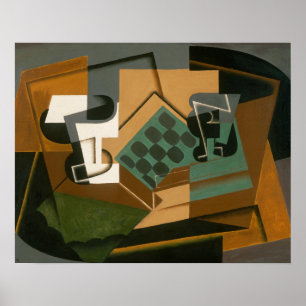 Juan Gris - Chessboard, Glass, and Dish Poster